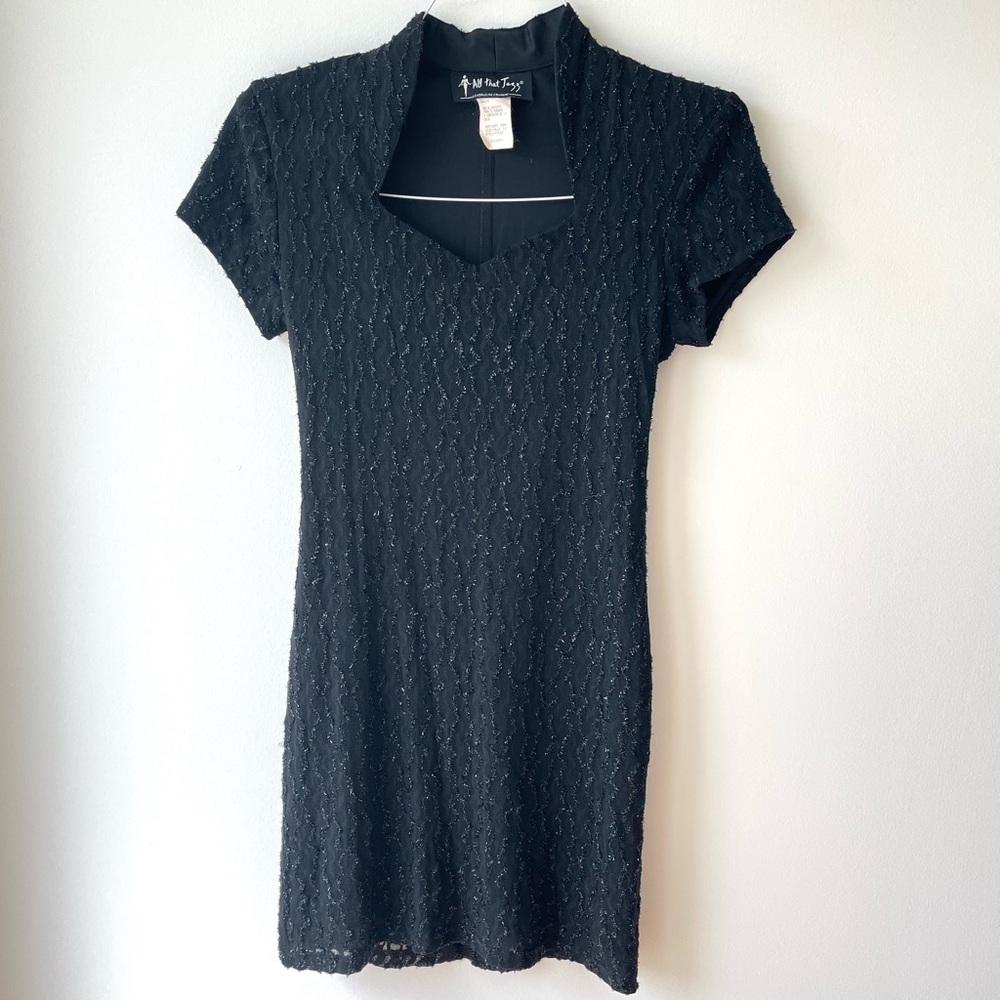 All That Jazz Vintage 90s Black Sparkly Dress Medium